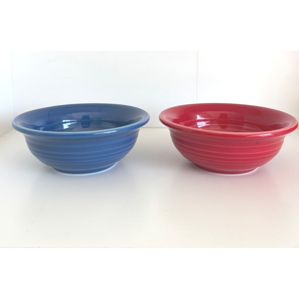 Fiesta 9 oz Fruit Salsa Bowls Lot of 2 Scarlet Red & Lapis Blue Post-86 Retired